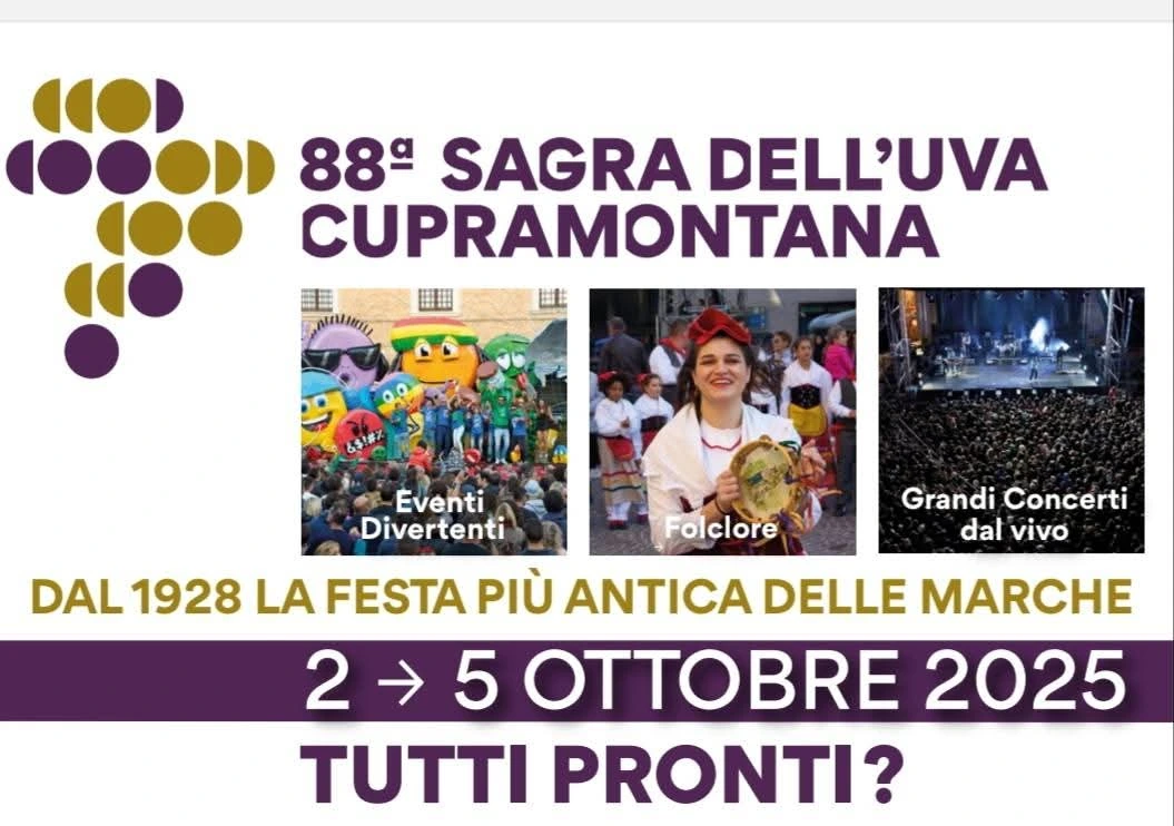 Das Programm des Weinfestes Festa dell'uva in Cupramontana zum Feiern der autochthonen Rebsorte Verdicchio